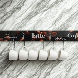 MODIGLASS 115101 Designerski szklany reling kuchenny długość 1150mm Grafika na szkle Coffee 01 Zestaw z 6 haczykami