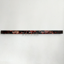 MODIGLASS 115101 Design-Glas-Küchenreling Länge 1150mm Grafik auf Glas Coffee 01 Set mit 6 Haken