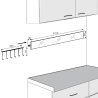 MODIGLASS 115102 Designer glass kitchen rail length 1150mm Graphic on glass Coffee 02 Set with 6 hooks