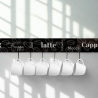 MODIGLASS 115102 Designer glass kitchen rail length 1150mm Graphic on glass Coffee 02 Set with 6 hooks