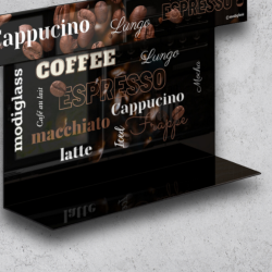 MODIGLASS 102101 Designer glass shelf width 350mm, height 200mm, depth 90mm, Coffee 01 printed glass
