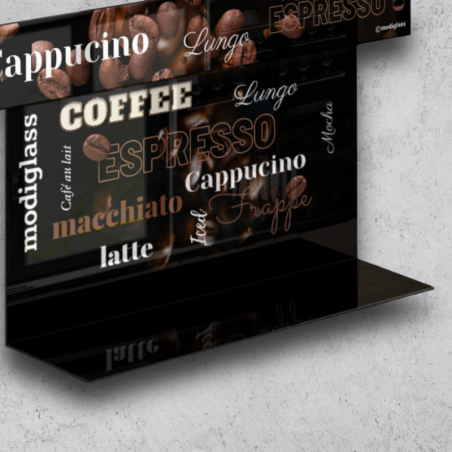 MODIGLASS 102101 Designer glass shelf width 350mm, height 200mm, depth 90mm, Coffee 01 printed glass