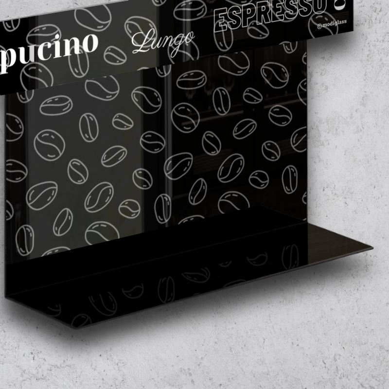 MODIGLASS 102102 Designer glass shelf width 350mm, height 200mm, depth 90mm, Coffee 02 printed glass