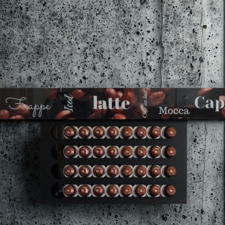 MODIGLASS 102001 Držák na 40 kávových kapslí typu Nespresso  Skleněný organizér černý